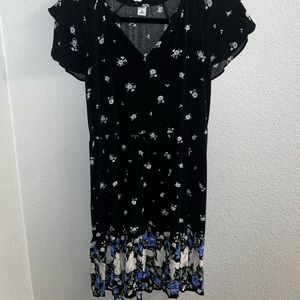Black and blue floral dress
